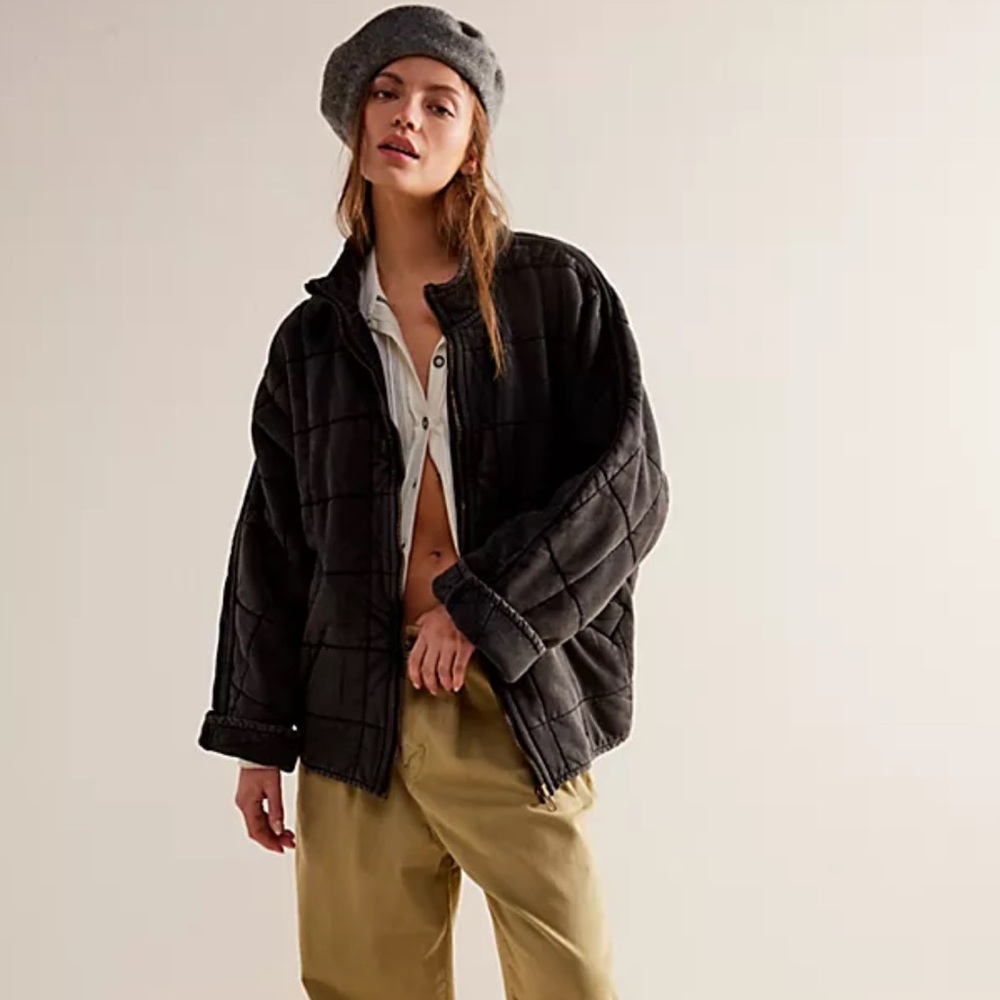 Free People Dolman quilted jacket black